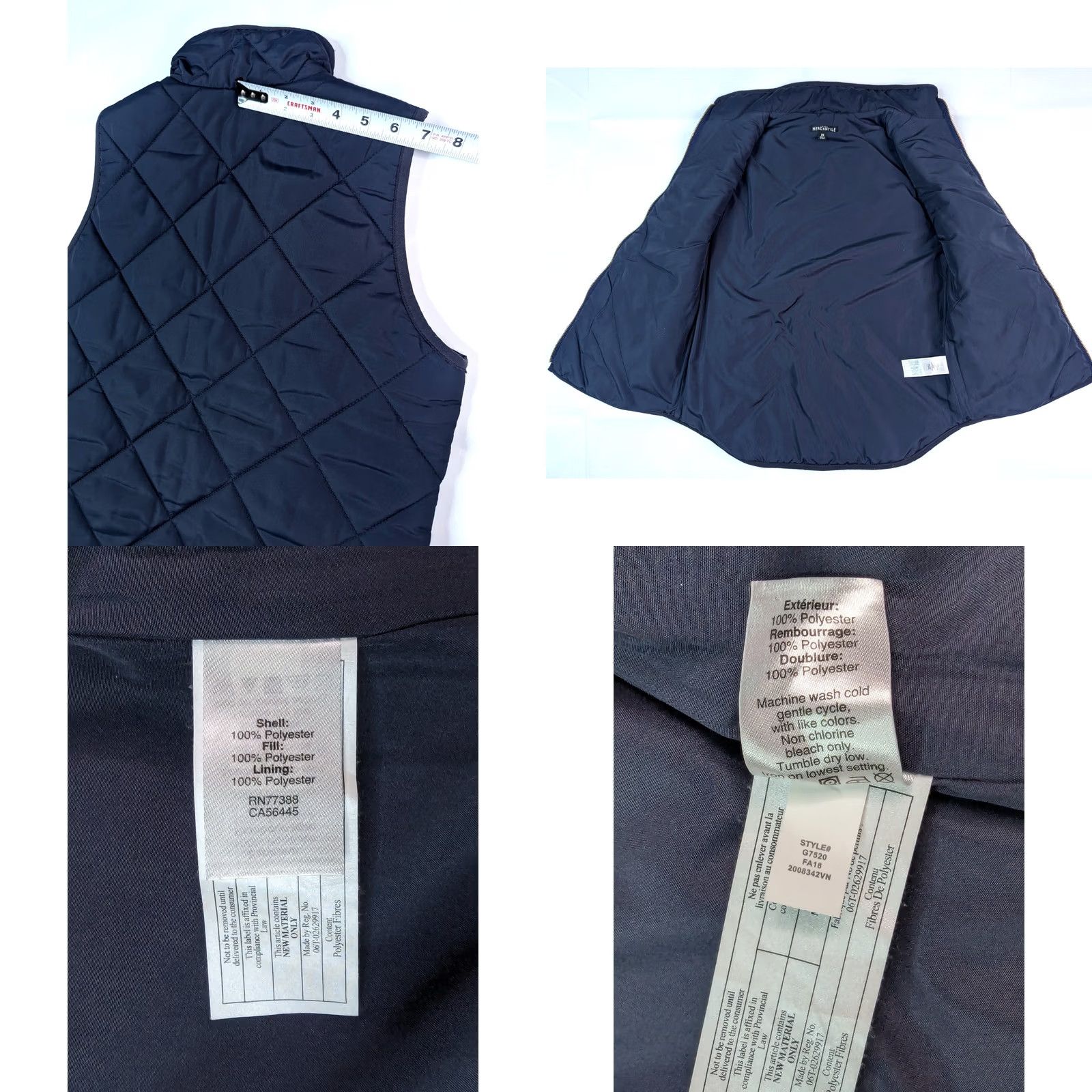 J.Crew J. Crew Quilted Vest Men XS Navy Blue Insulated Lightweight Pockets Zip Mid-Length Jacket Coat Outerwear Size US XS / EU 42 / 0 - 8 Thumbnail