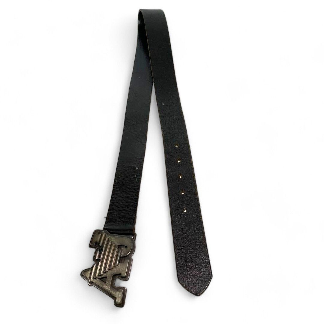 Armani Emporio Armani - Black Leather Belt Silver Buckle Pendant Size ONE SIZE - 6 Thumbnail