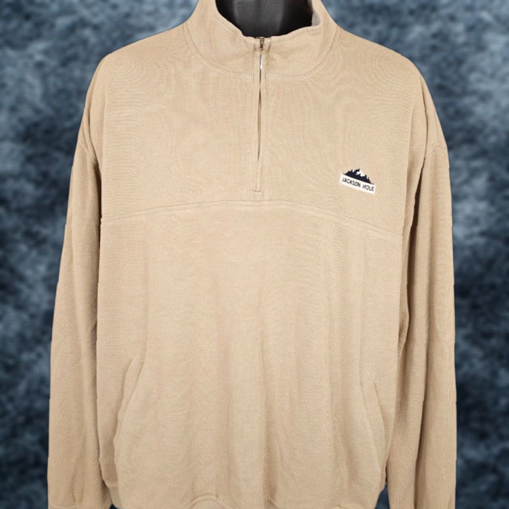 Vintage VINTAGE Gear For Sports Jackson Hole Sweater Mens 2XL Beige 90s Ski Travel Destination Travel Mens Sweater Size US XXL / EU 58 / 5 - 1 Thumbnail