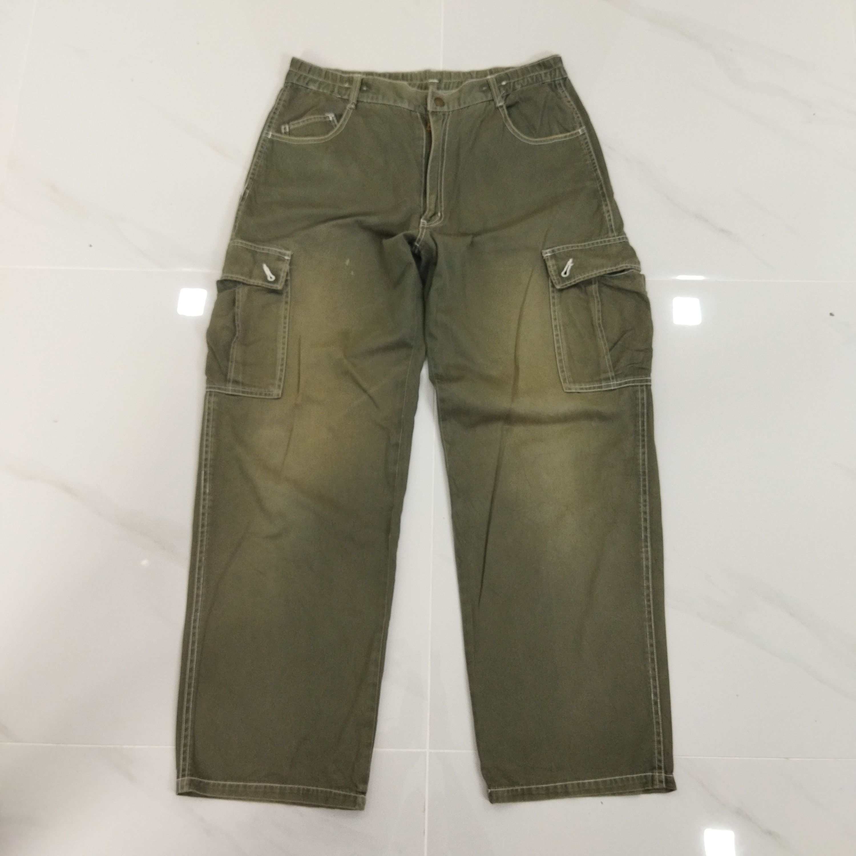 Japanese Brand RIPZONE FADED GREEN CARGO PANTS Size US 32 / EU 48 - 1 Thumbnail