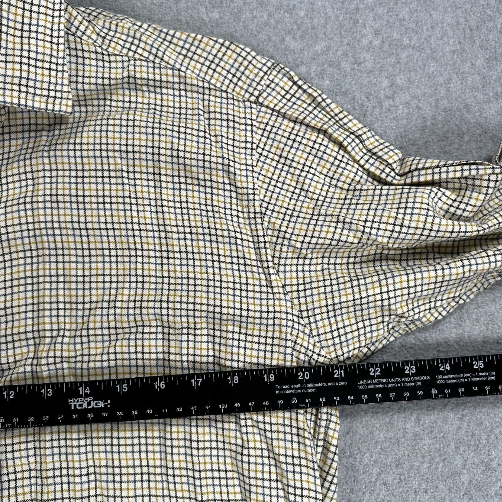 Huntsman Huntsman Shirt Mens Small Beige Check Long Sleeve Button Front England Size 36R - 4 Thumbnail