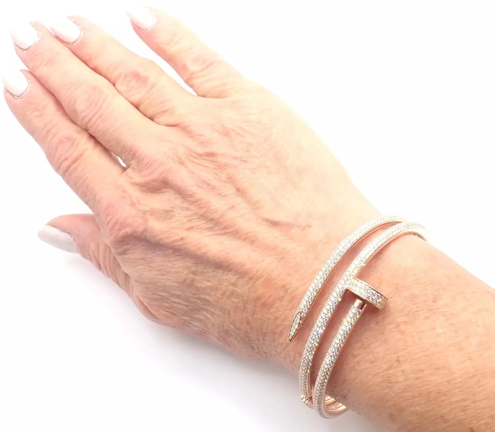 Cartier Nail 18k Gold Diamond Bangle Bracelet Size 16 Paper Size ONE SIZE - 8 Thumbnail