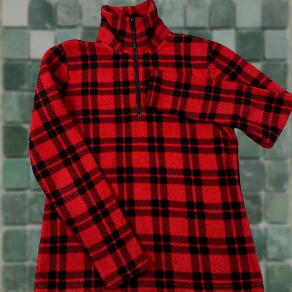 Vintage VINTAGE American Living Red Plaid Fleece Quarter Zip Pullover Top Womens Size S / US 4 / IT 40 - 1 Thumbnail