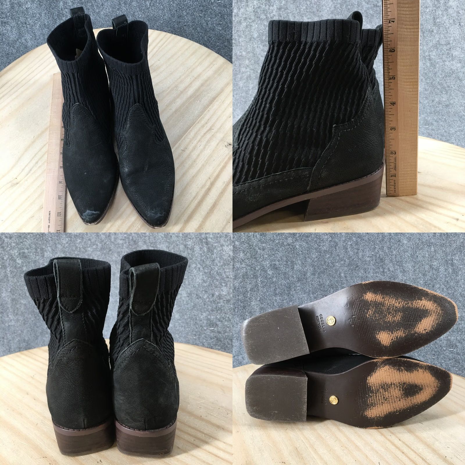 Vintage Cecelia New York Boots Womens 8 Tomas Sock Knit Pointed Toe Ankle Booties Black Size US 8 / IT 38 - 8 Thumbnail