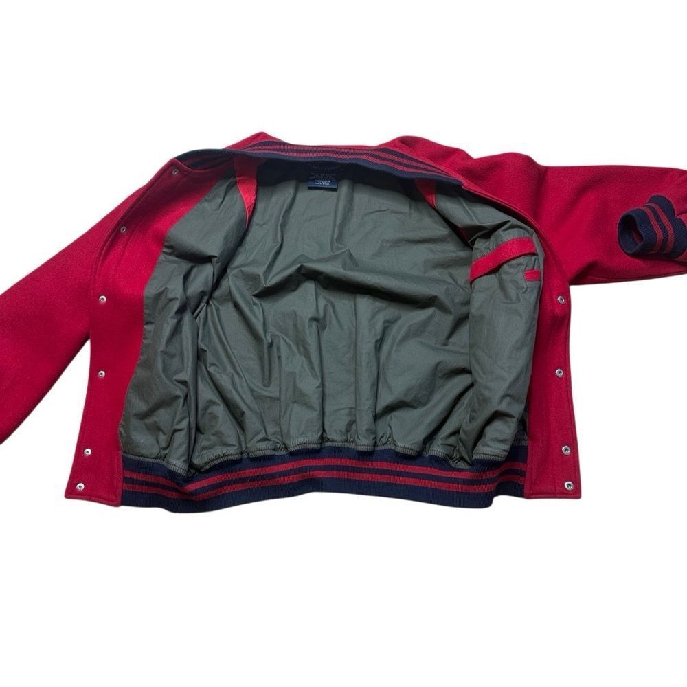 Faconnable 90s Vintage Faconnable Red Wool Bomber Jacket Medium Letterm Size US M / EU 48-50 / 2 - 8 Thumbnail