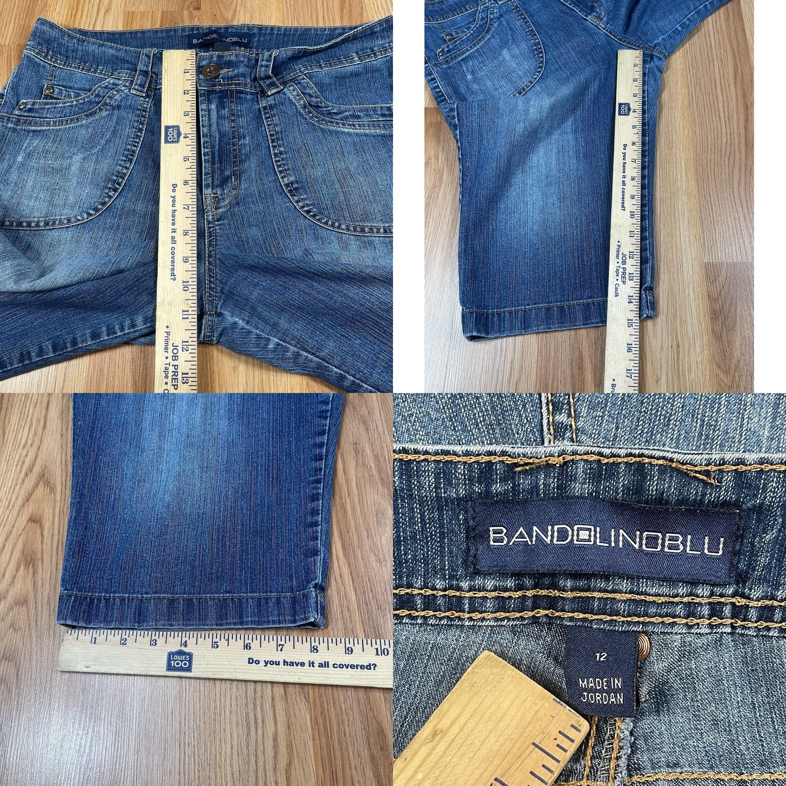 Vintage Bandolinoblu Jeans Capri Womens 12 Stretch Crop Denim Shorts Flat Front Pockets Blue Size 34" / US 12 / IT 48 - 8 Thumbnail
