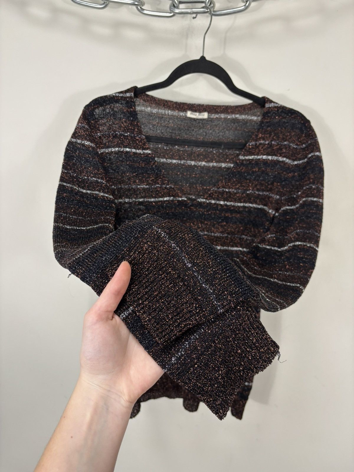 Miu Miu Miu Miu Women’s Glitter Metallic Lurex Knit Sweater Top Size M / US 6-8 / IT 42-44 - 4 Thumbnail