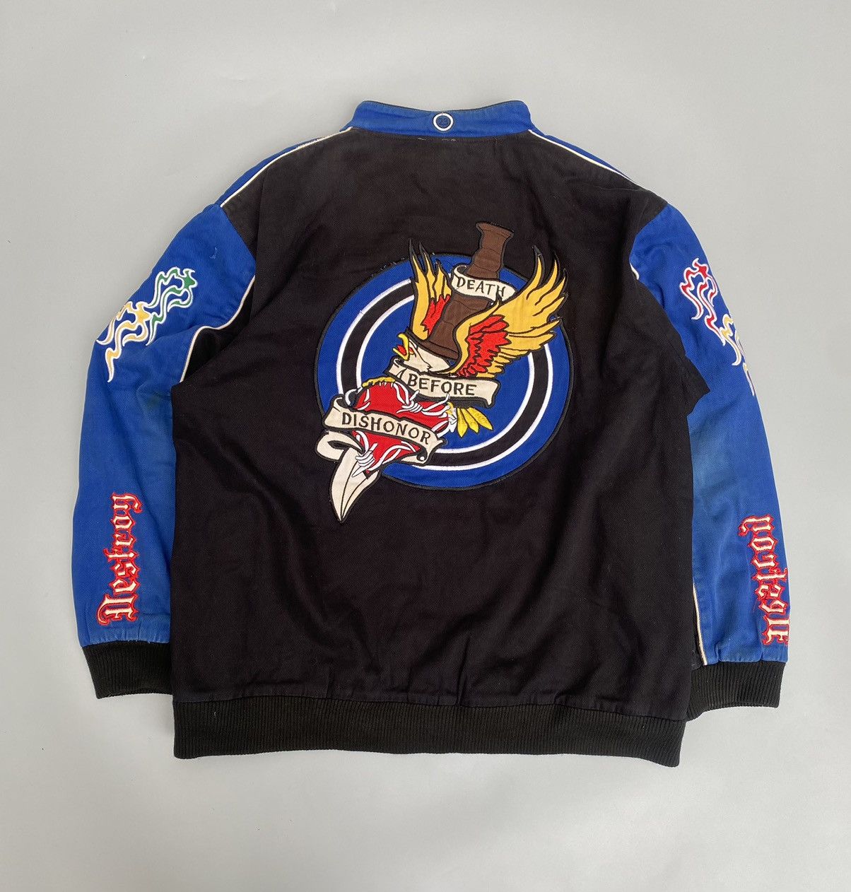 Ed Hardy × Vintage Vintage Ed Hardy Embroidered Varsity Jacket Size US XXL / EU 58 / 5 - 1 Thumbnail