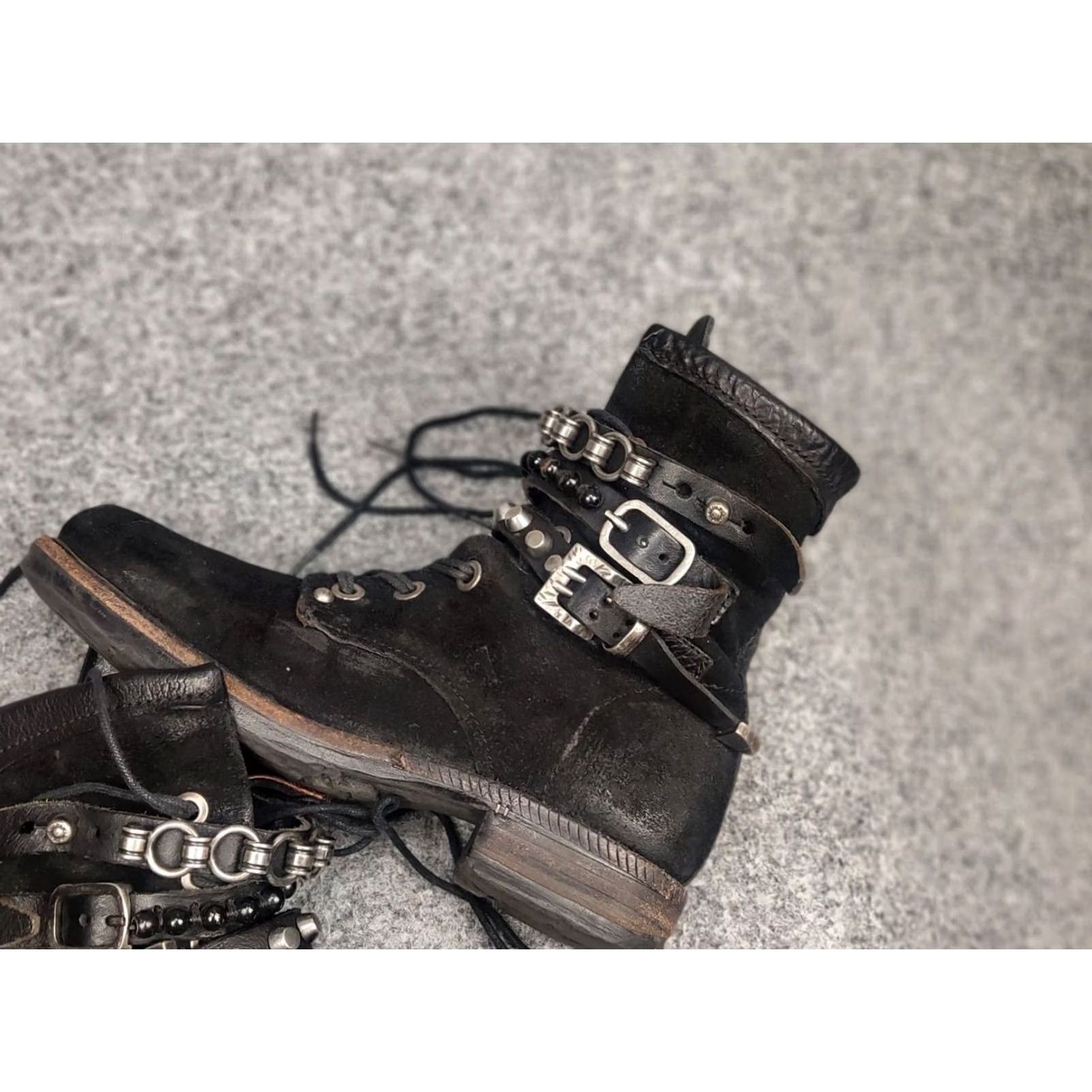 A.S.98 A.S.98 Vintage Black Suede Combat Boots Mid Calf Leather Outsole Zip 36 Womens Grunge Vintage Boots Size US 6 / IT 36 - 4 Thumbnail