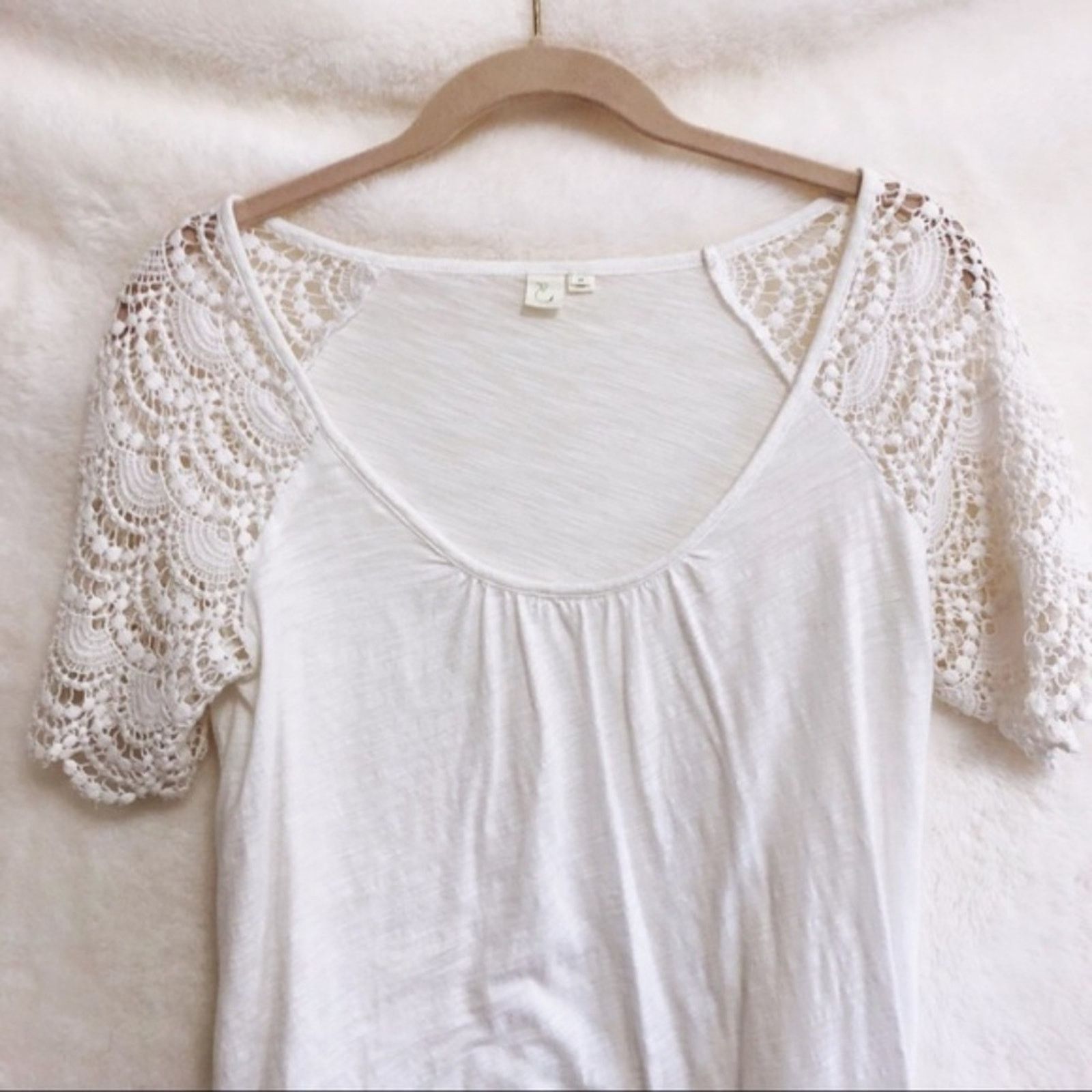 Other E White Crochet Short Sleeves Top Size XS / US 0-2 / IT 36-38 - 3 Thumbnail