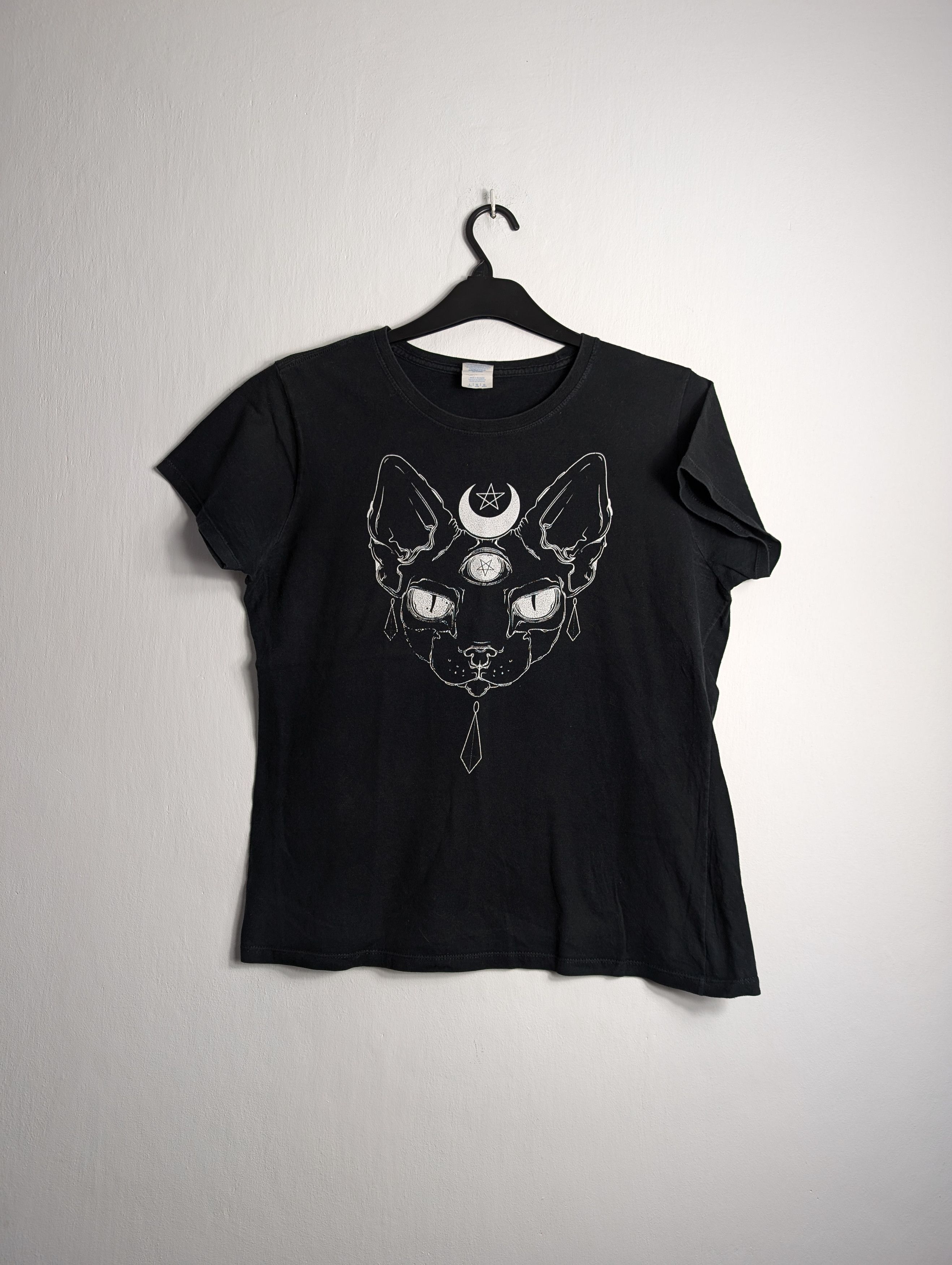 Gildan × Vintage Mystic Cat Graphic Tee Witchy Y2K Goth Aesthetic Size L / US 10 / IT 46 - 1 Thumbnail