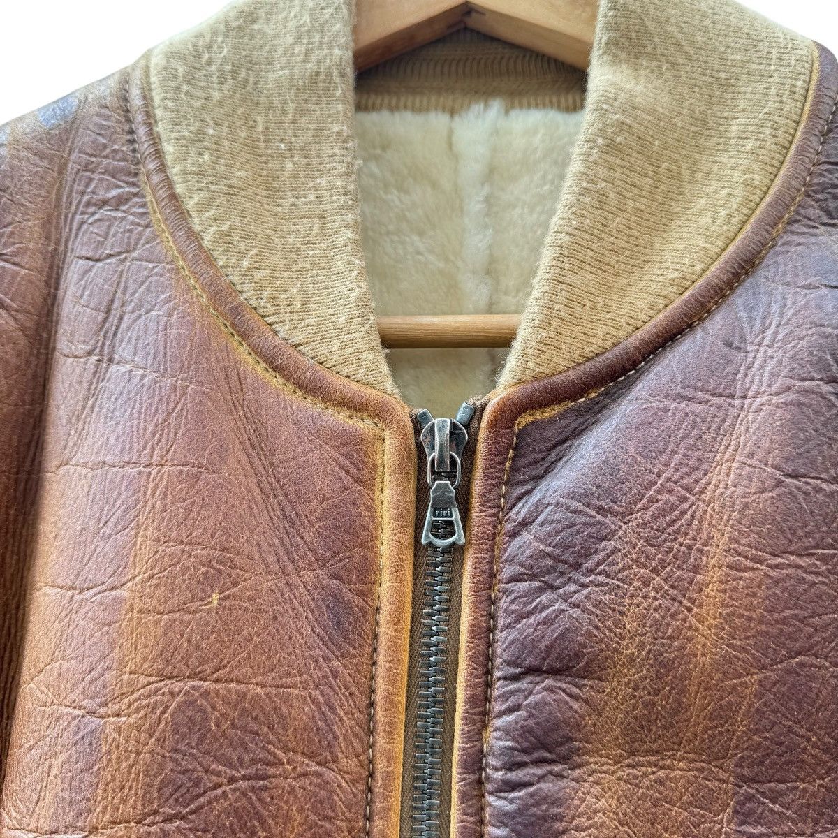 Leather Elia Quaglicia Workshop Shearling Leather Bomber Jacket Size US M / EU 48-50 / 2 - 10 Thumbnail
