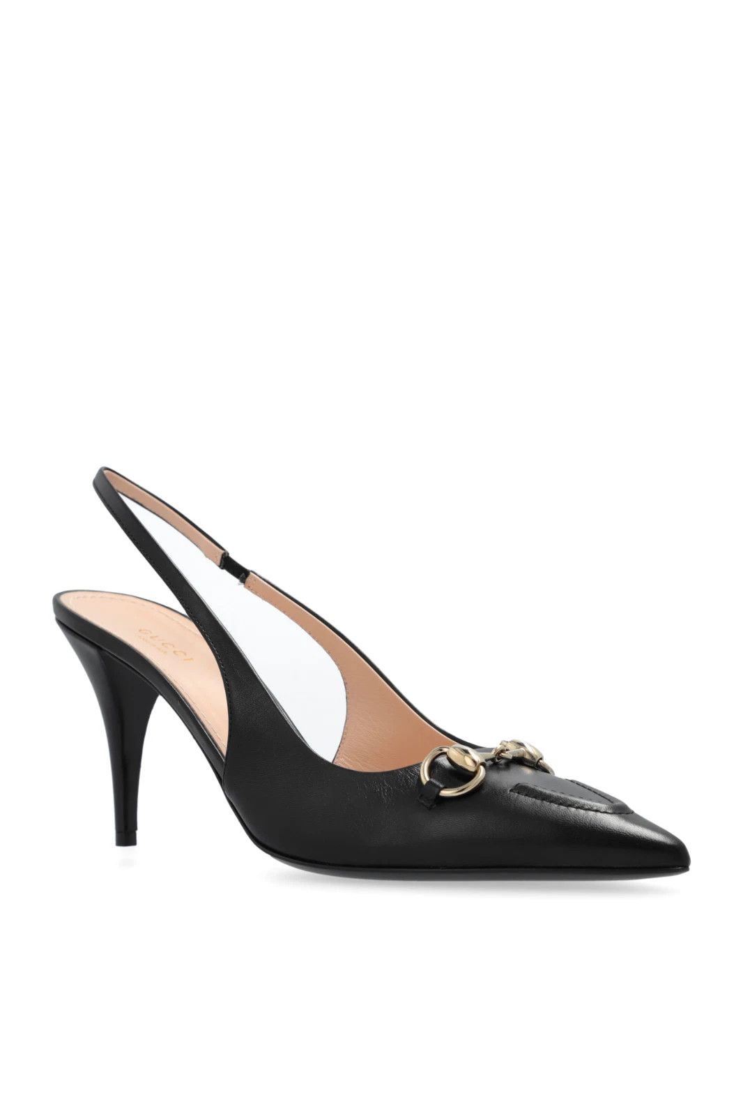 Gucci GUCCI Horsebit Black Leather 85mm Slingback Pumps Size US 10 / IT 40 - 1 Thumbnail