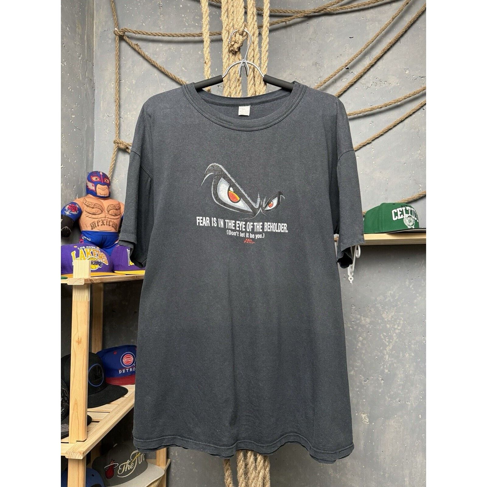 Vintage No Fear EYES T-Shirt Eye of The Beholder Black Faded