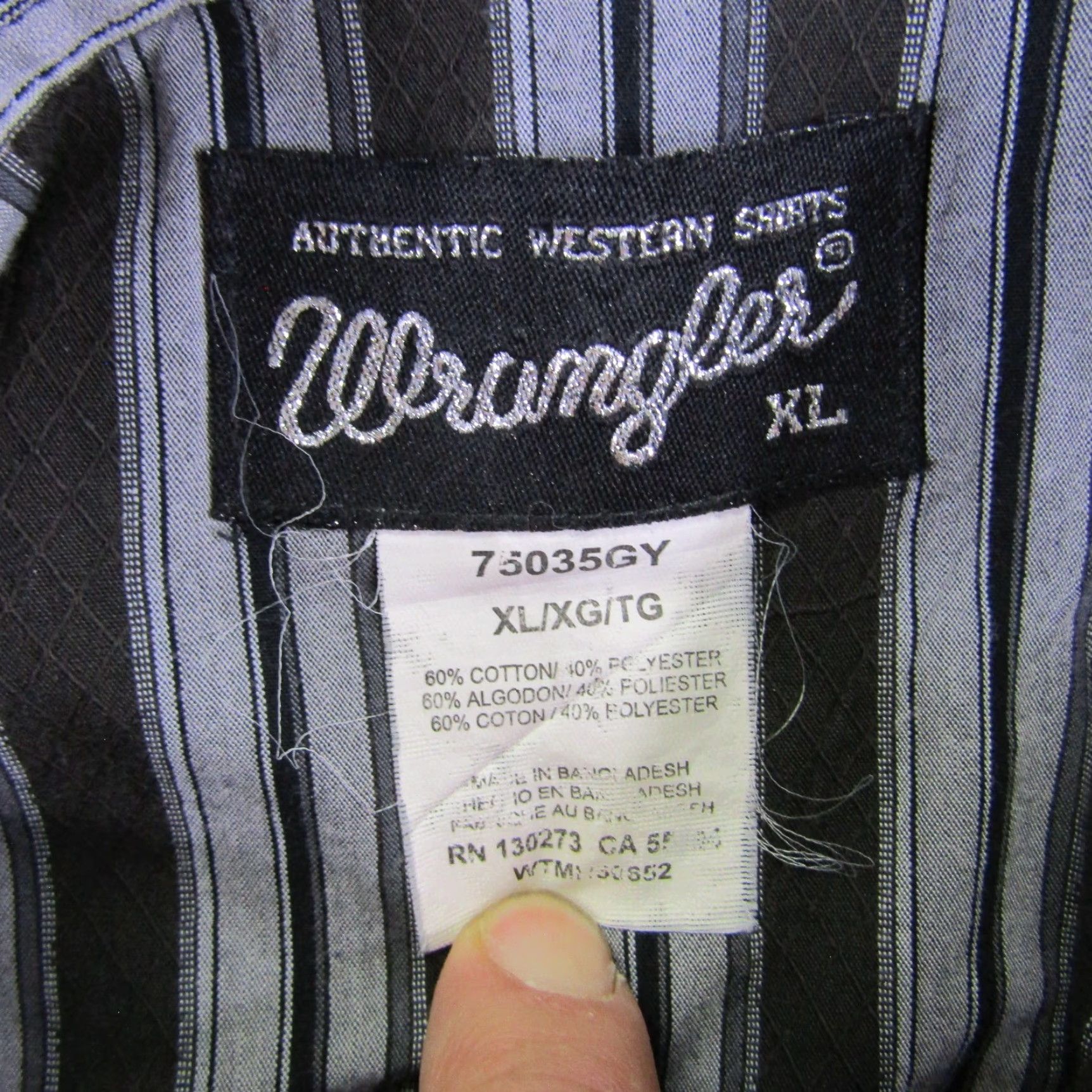 Wrangler VINTAGE Wrangler Shirt Men XL Casual Western Cowboy Striped Long Sleeve Button-Up Gray Size US XL / EU 56 / 4 - 7 Thumbnail