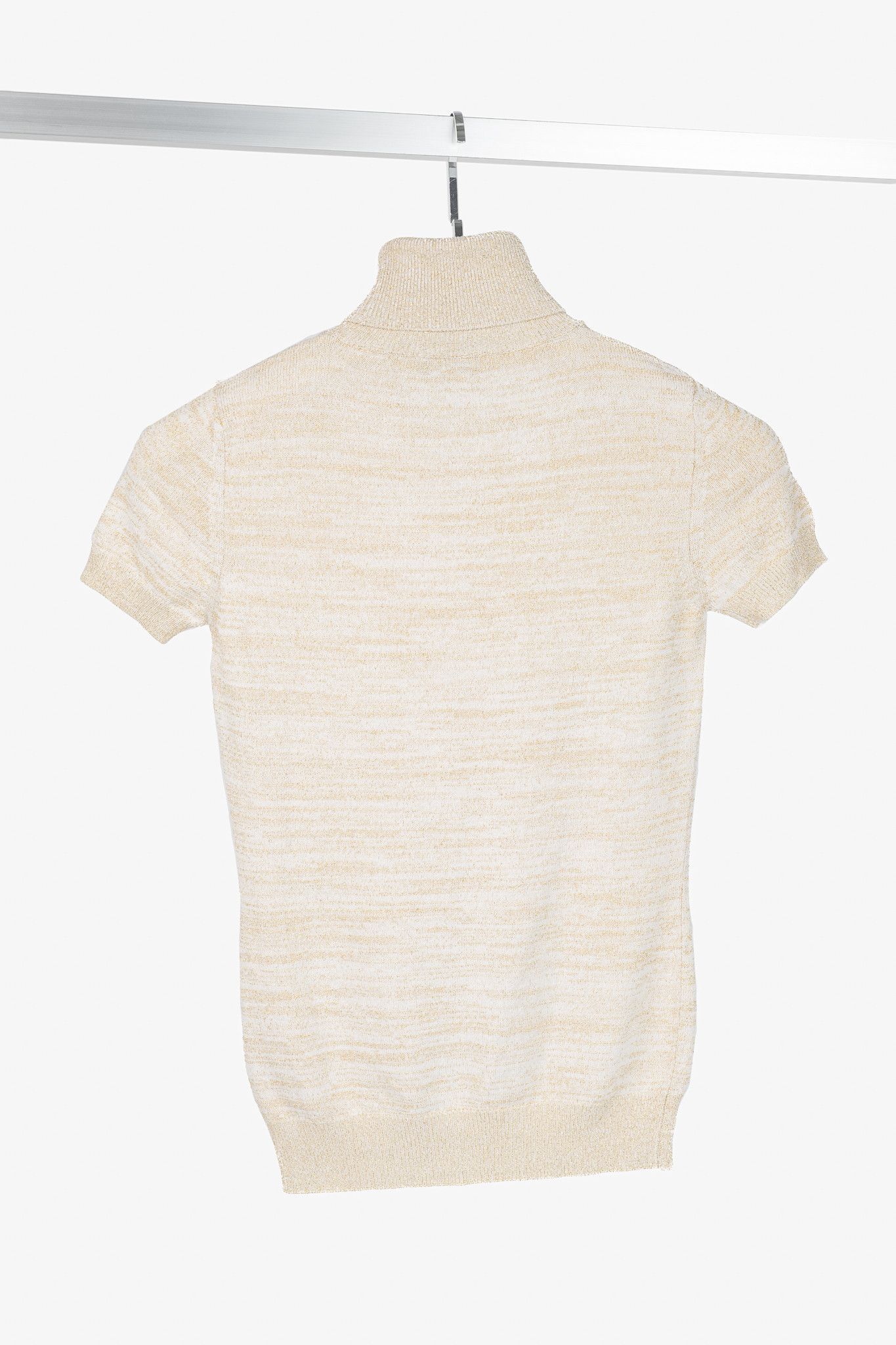 Dolce & Gabbana Dolce & Gabbana Gold-Lurex Short-Sleeve Turtleneck Sweater Size S / US 4 / IT 40 - 2 Thumbnail