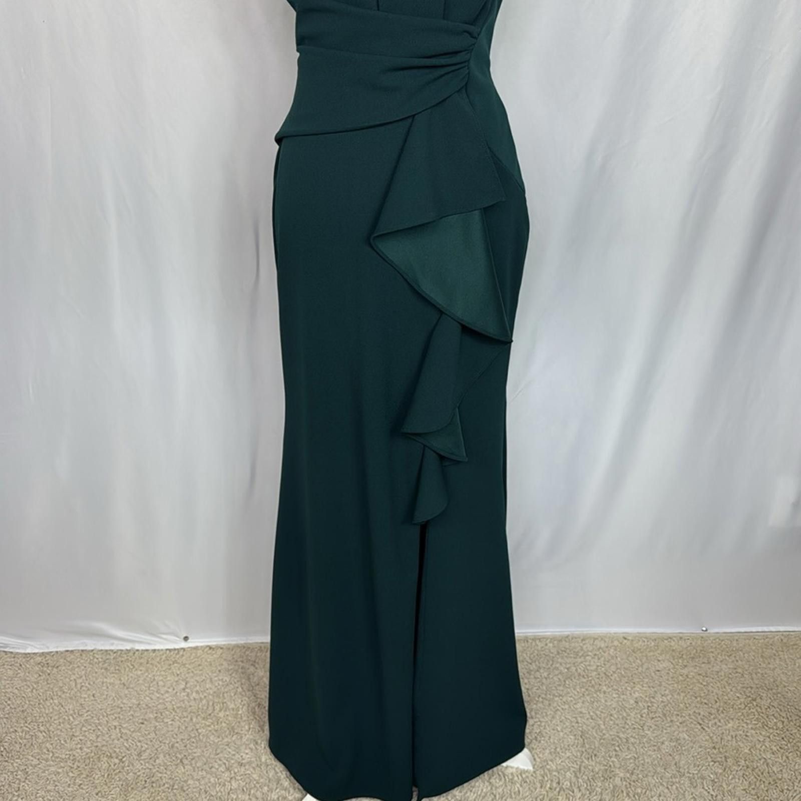Designer Betsy and Adam Christina Ruffled Bow Dress Size 10 Green Size L / US 10 / IT 46 - 7 Thumbnail