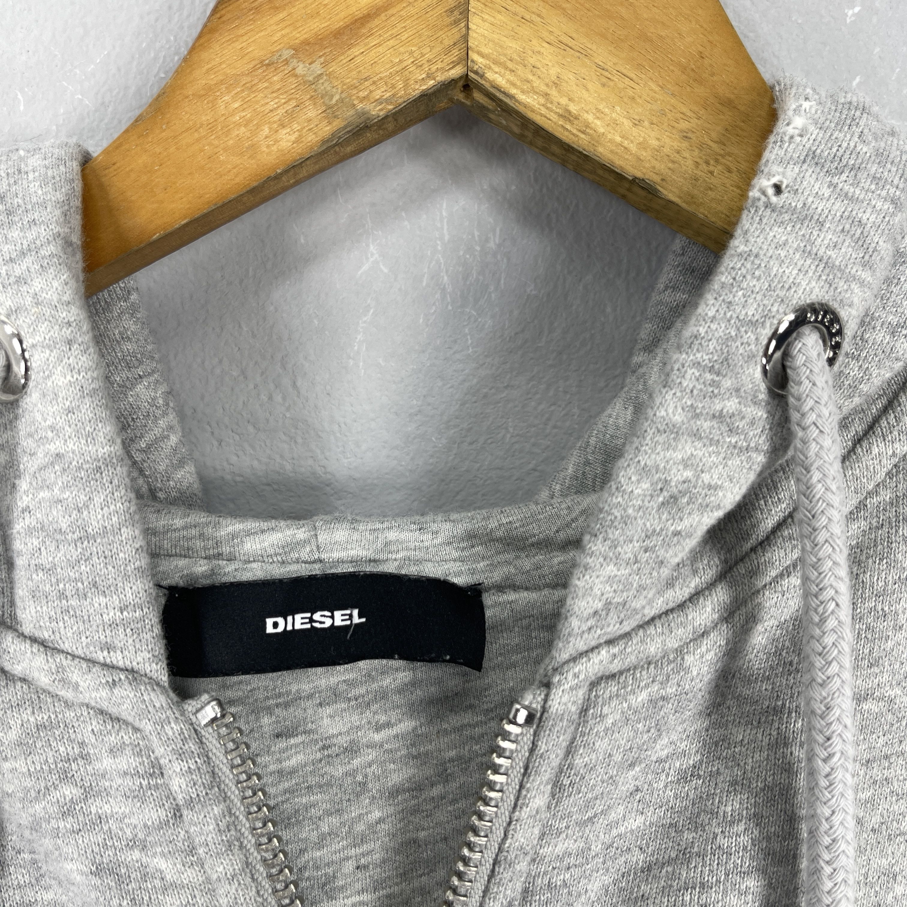Diesel Diesel Longline Zip-Up Hoodie with Denim Lace-Up Sides Size M / US 6-8 / IT 42-44 - 7 Thumbnail