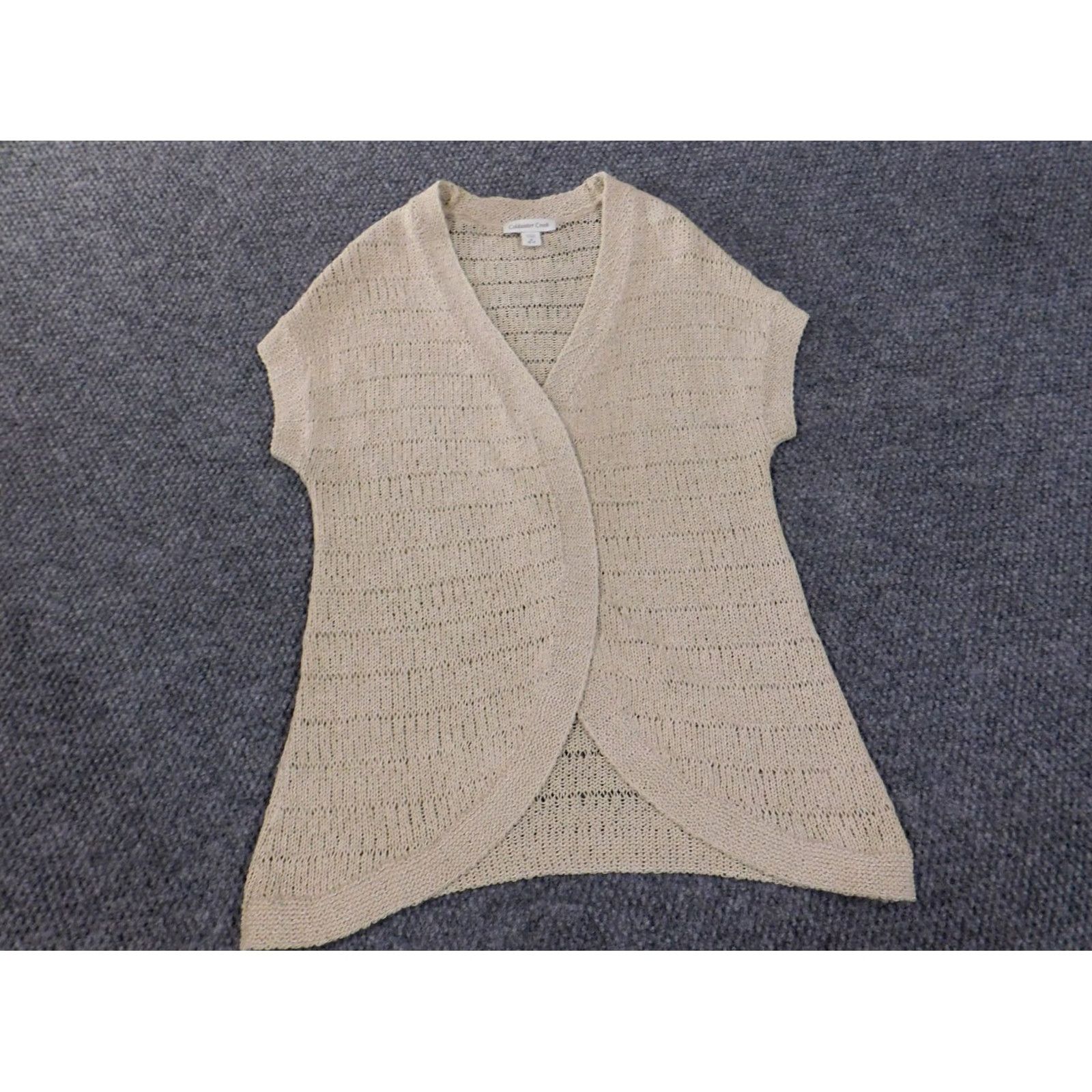 Coldwater Creek Coldwater Creek Cardigan Sweater M Women Beige V-Neck Sleeveless Lace Knit Chunky- Knit Regular Slim Classic All Seasons Biological: No Size M / US 6-8 / IT 42-44 - 4 Thumbnail