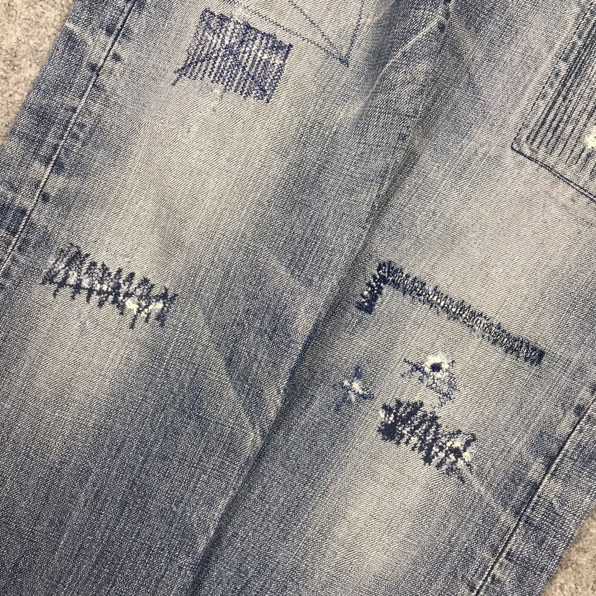 Designer × Japanese Brand DMG DISTRESSED BLUE DENIM PATCHWORK PANTS Size US 30 / EU 46 - 6 Thumbnail