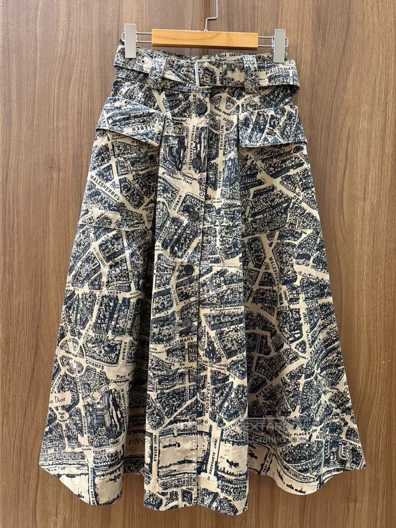 Dior Dior Map-printed skirt Size 24" / US 00 / IT 34 - 1 Thumbnail