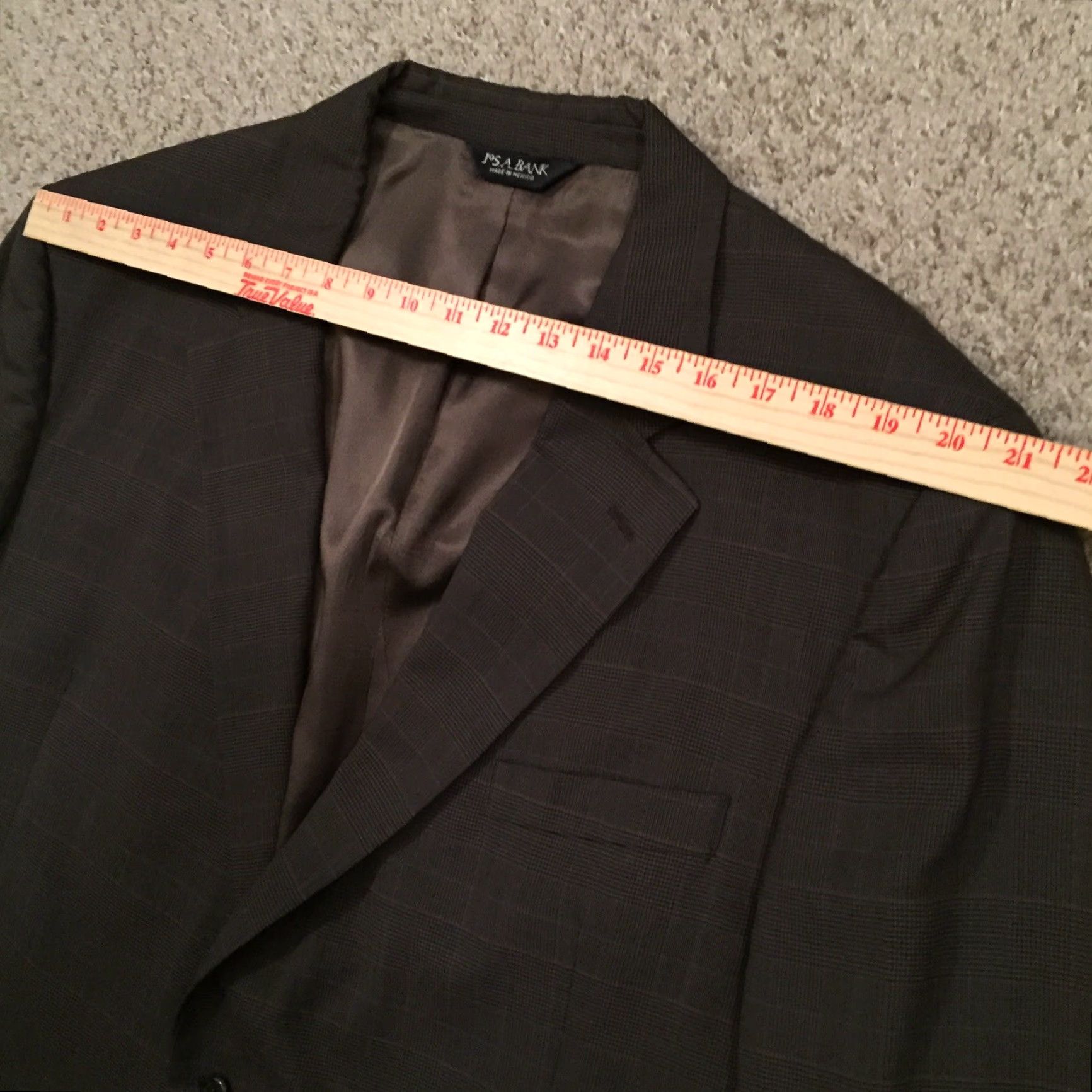 Jos. A. Bank Jos. A. Bank Blazer Mens 48 Long Gray Plaid Wool Two Button Single Vented Glossy Notch Lapel Jacket Coat 2 Piece Regular Mens Size 48R - 2 Thumbnail