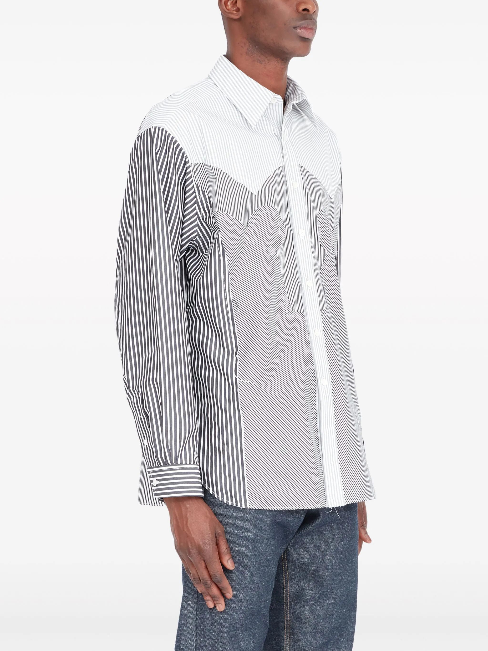 Maison Margiela oc11z0925 Yoke Striped Shirt in White/Black Size US S / EU 44-46 / 1 - 3 Thumbnail