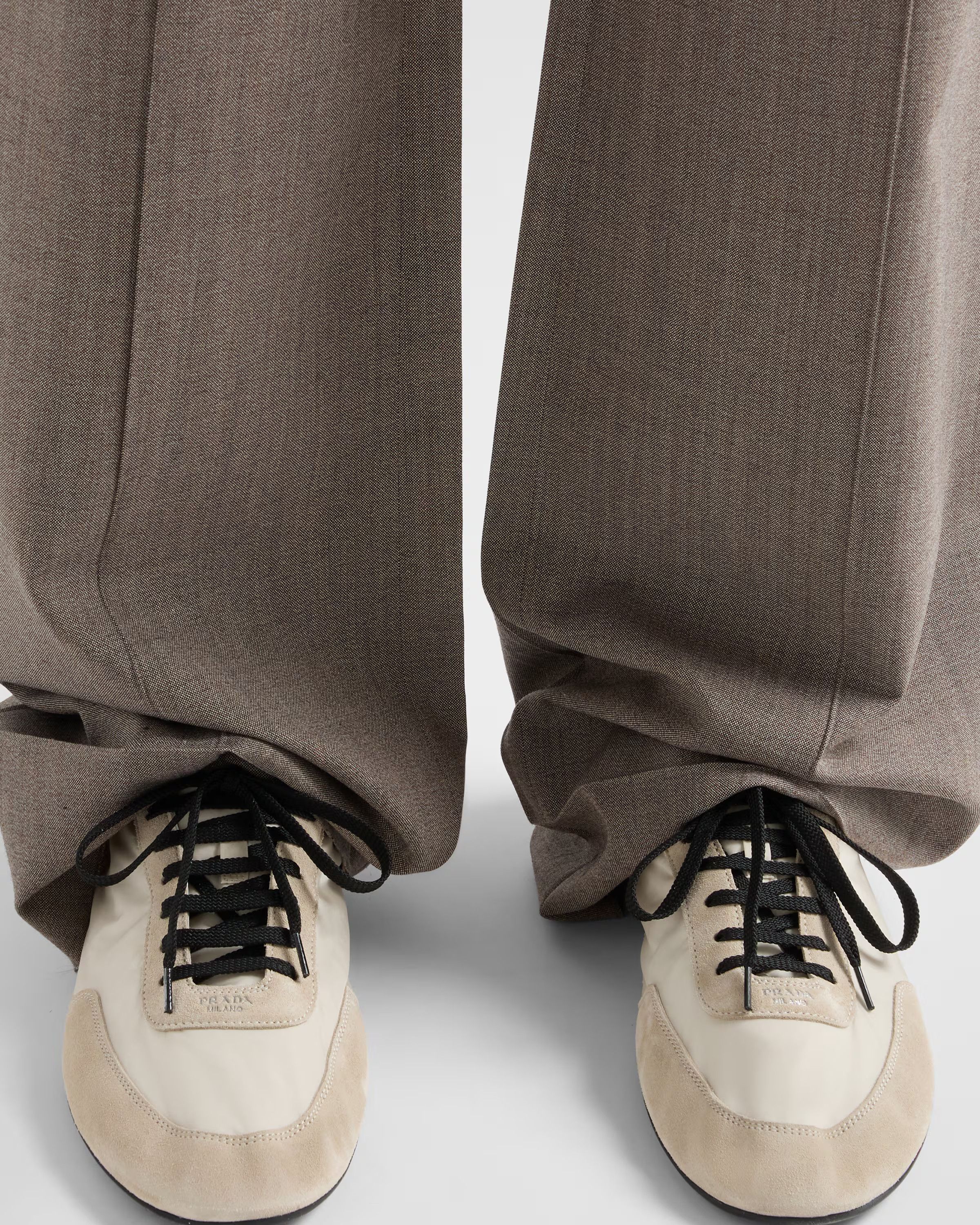 Prada Ivory Collapse Re-Nylon and suede elasticized sneakers Size US 11 / EU 44 - 11 Thumbnail