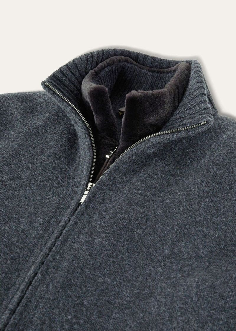 Loro Piana o1w1db10226 FAM3908 Colman Bomber Jacket in Grey Size US M / EU 48-50 / 2 - 3 Thumbnail