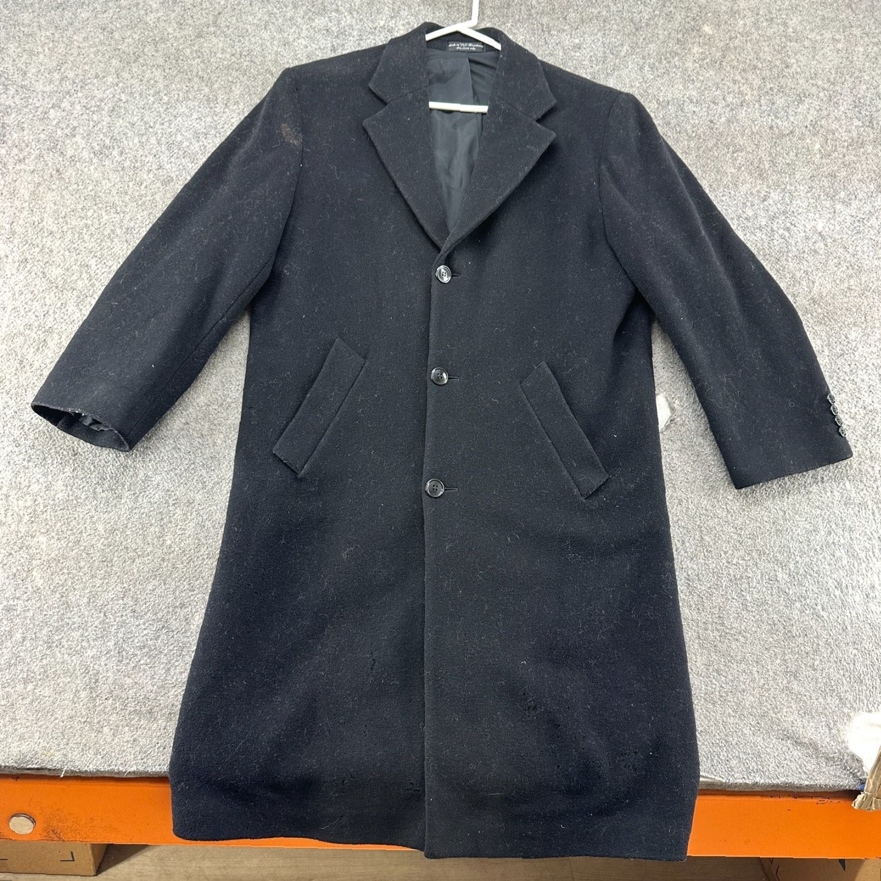 Kasper VINTAGE Kasper Coat Mens L Black Long Cashmere Blend Button Up Open 80s Classic Overcoat Long Sleeve Size US L / EU 52-54 / 3 - 4 Thumbnail