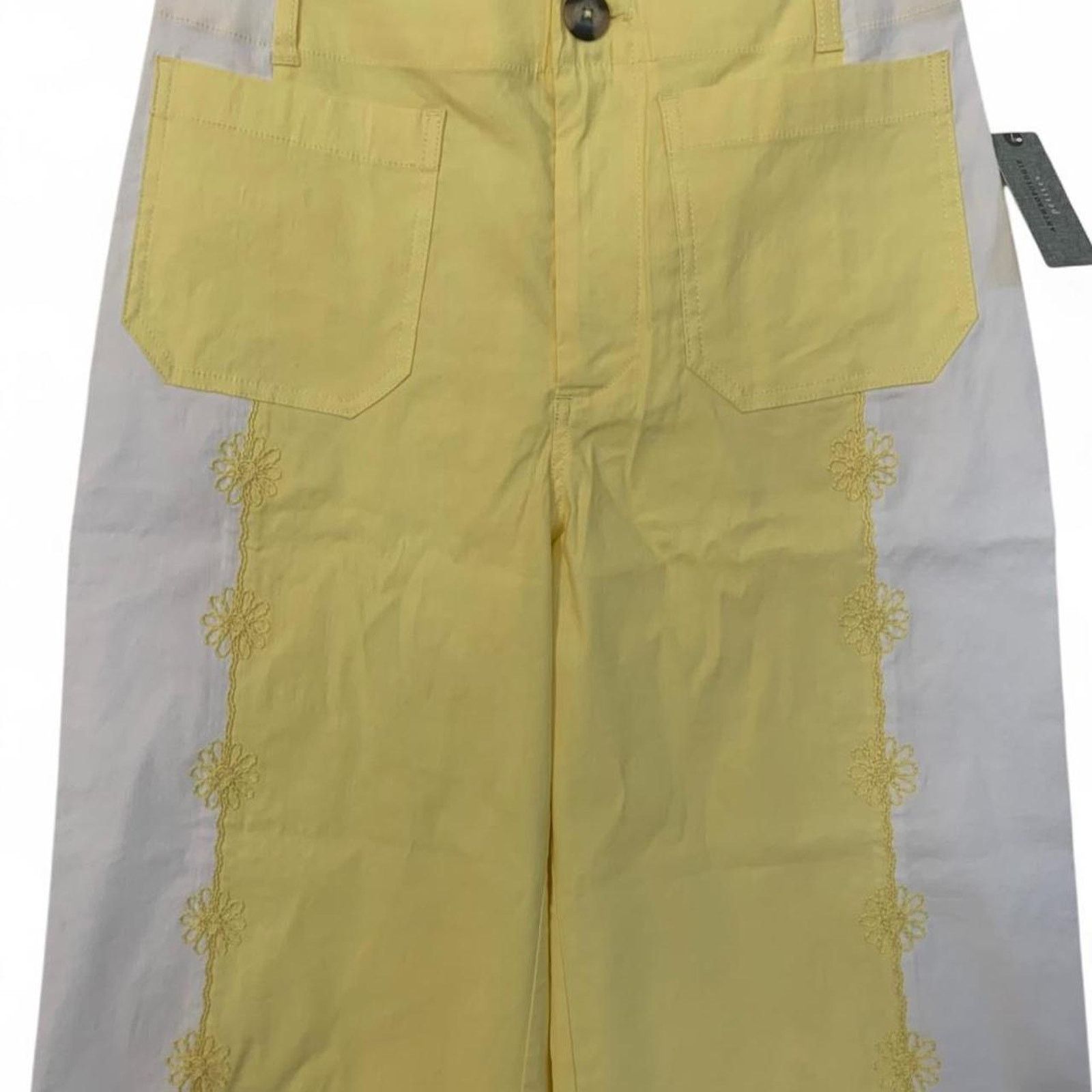 Anthropologie NWT Anthropologie Colette Embroidered Crop Wide Leg Pants Size 28" / US 6 / IT 42 - 5 Thumbnail