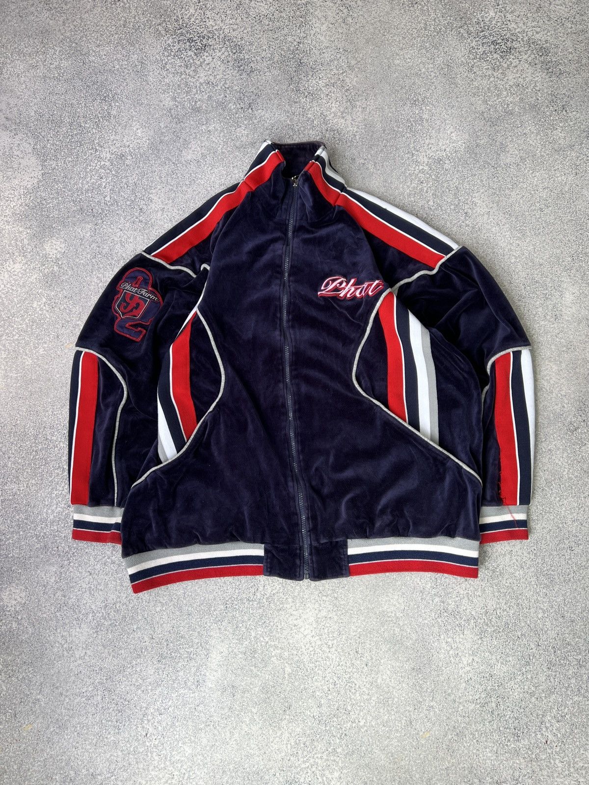 image of Vintage 90's Phat Farm Velour Classic Hip Hop Jacket Men’S in Blue, Men's (Size XL)