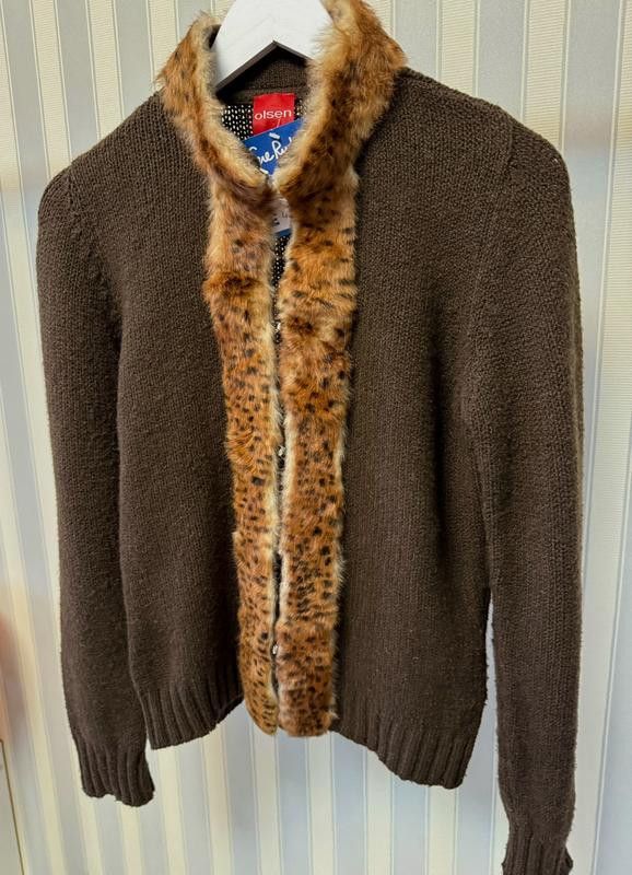 Other Brown jumper with leopard fur trim US sz 8 brand Olsen Size M / US 6-8 / IT 42-44 - 6 Thumbnail
