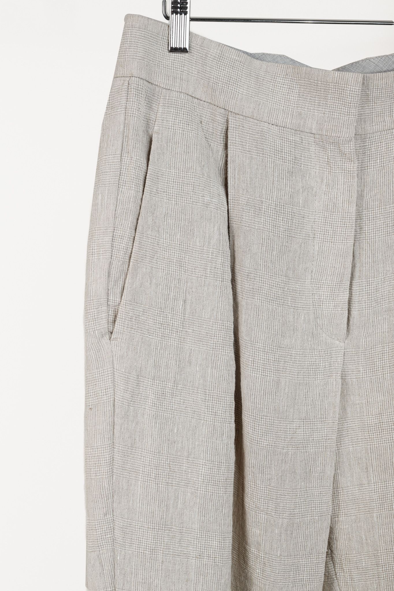Brunello Cucinelli Brunello Cucinelli SS/23 Glen-Plaid Linen Cuffed Trousers Size 28" / US 6 / IT 42 - 5 Thumbnail