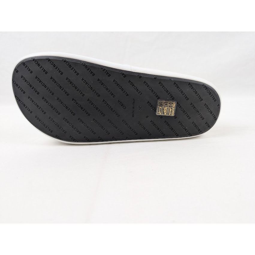 Balenciaga o1rshd1 Smooth Nappa/ Logo Slides in White/Black Size US 10 / IT 40 - 5 Thumbnail