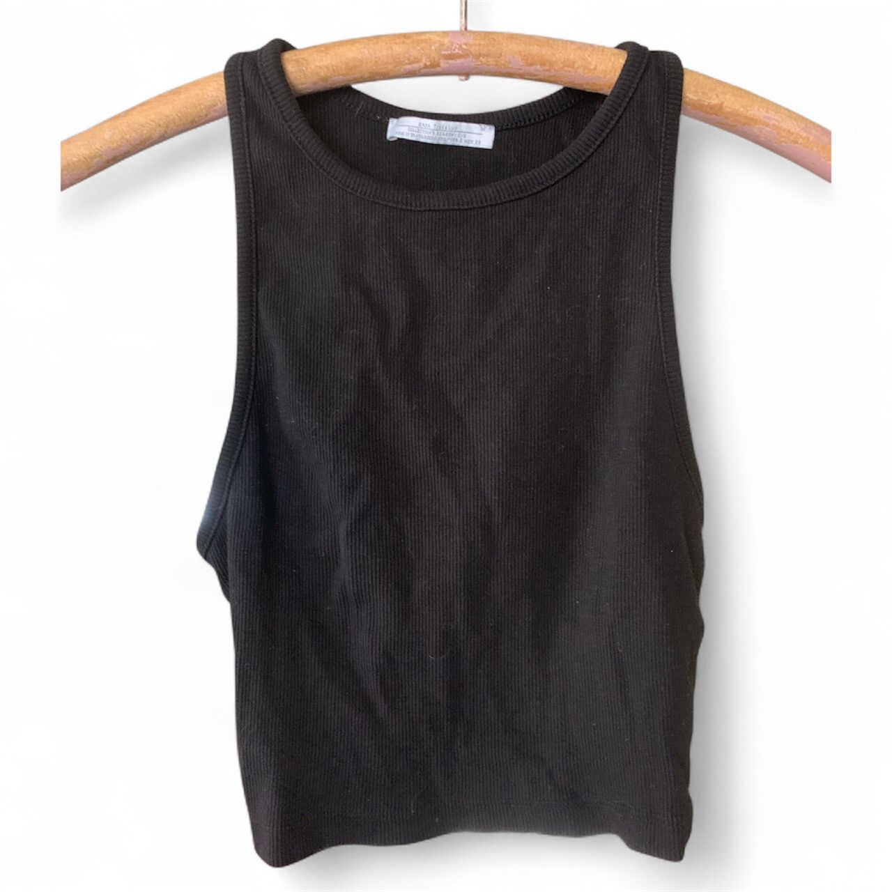 Zara Zara black ribbed tank crop top Size S / US 4 / IT 40 - 1 Preview
