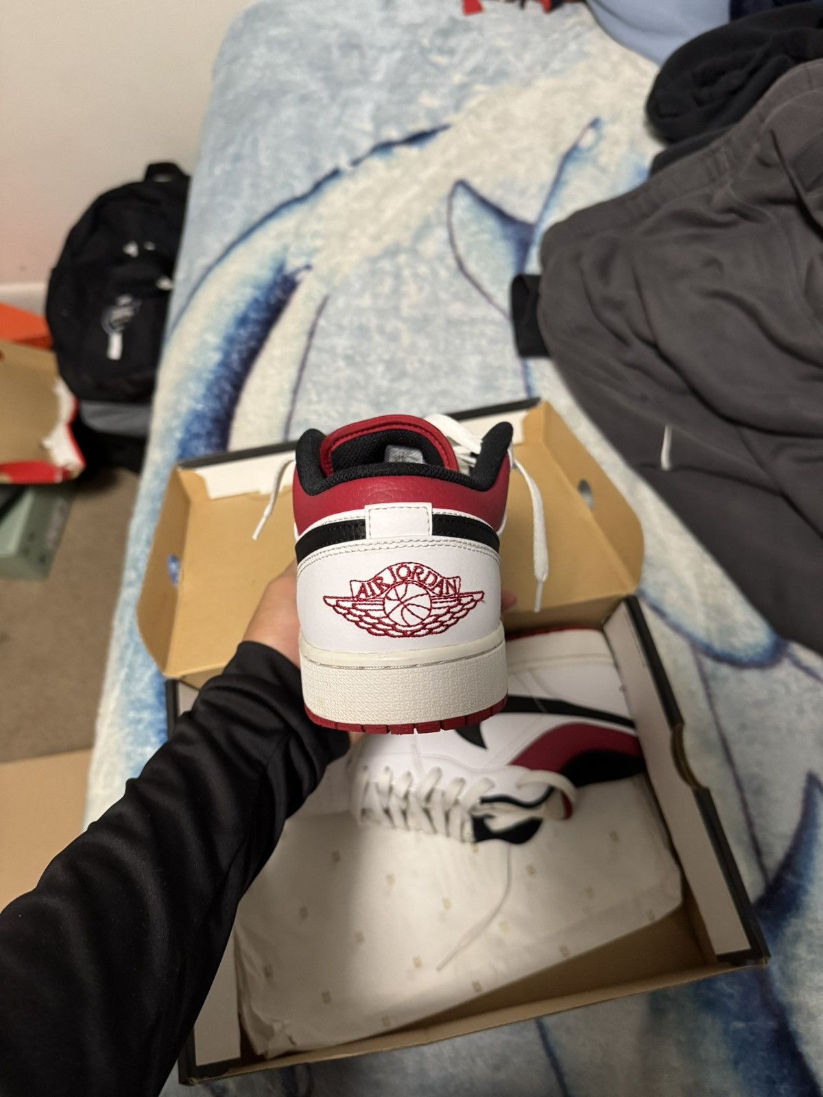 Jordan Brand Jordan 1 Low White University Red Size US 12 / EU 45 - 5 Thumbnail