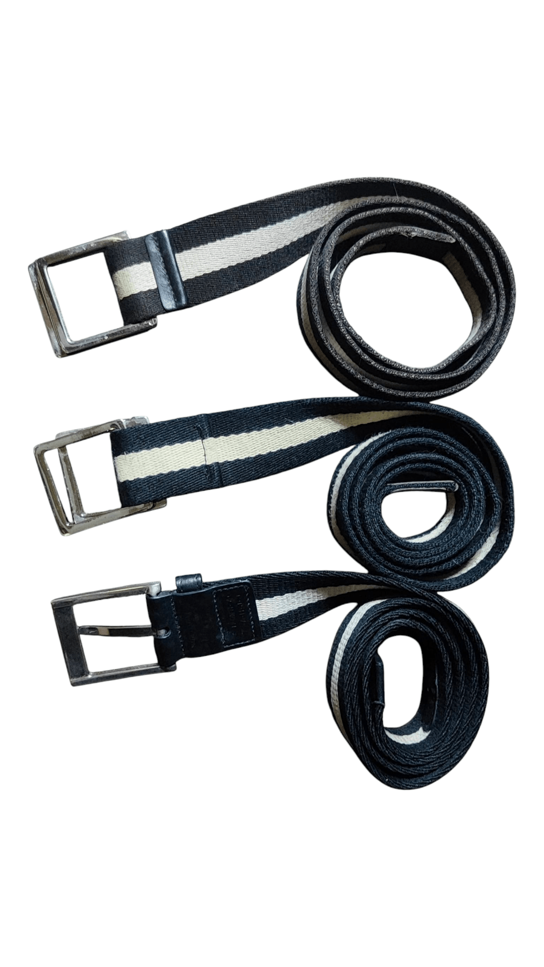 Bally Bally Canvas Belt White/ Black strip Made in Italy Size 40 - 3 Thumbnail