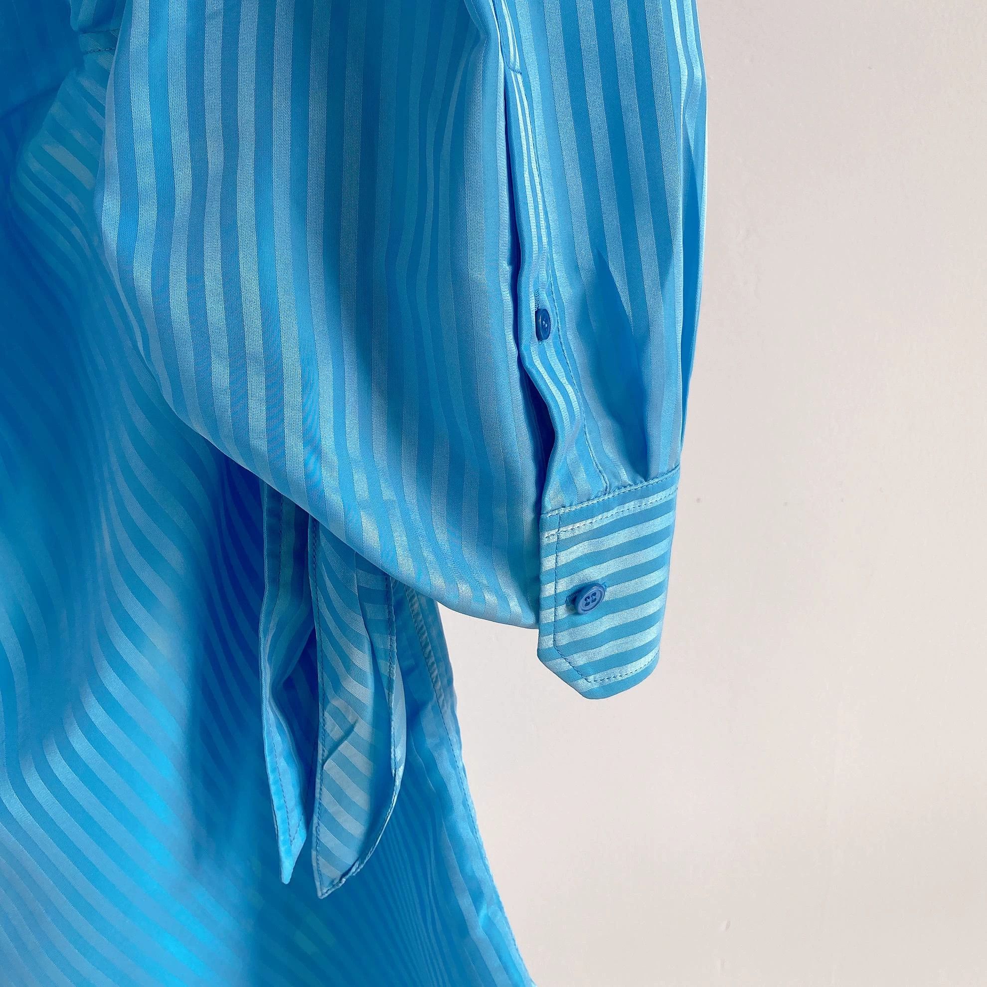 Balenciaga Balenciaga Women's Blue Vertical Stripe Shirt 34 Size XXS / US 00 / IT 34 - 5 Thumbnail
