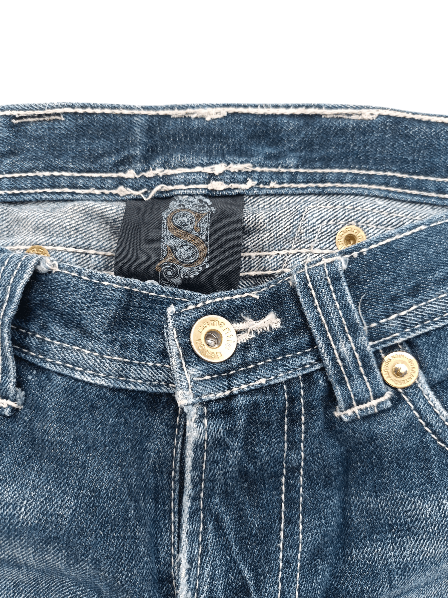 If Six Was Nine SEMANTIC DESIGN Japan Skinny Whiskers Faded Denim Size US 30 / EU 46 - 6 Thumbnail