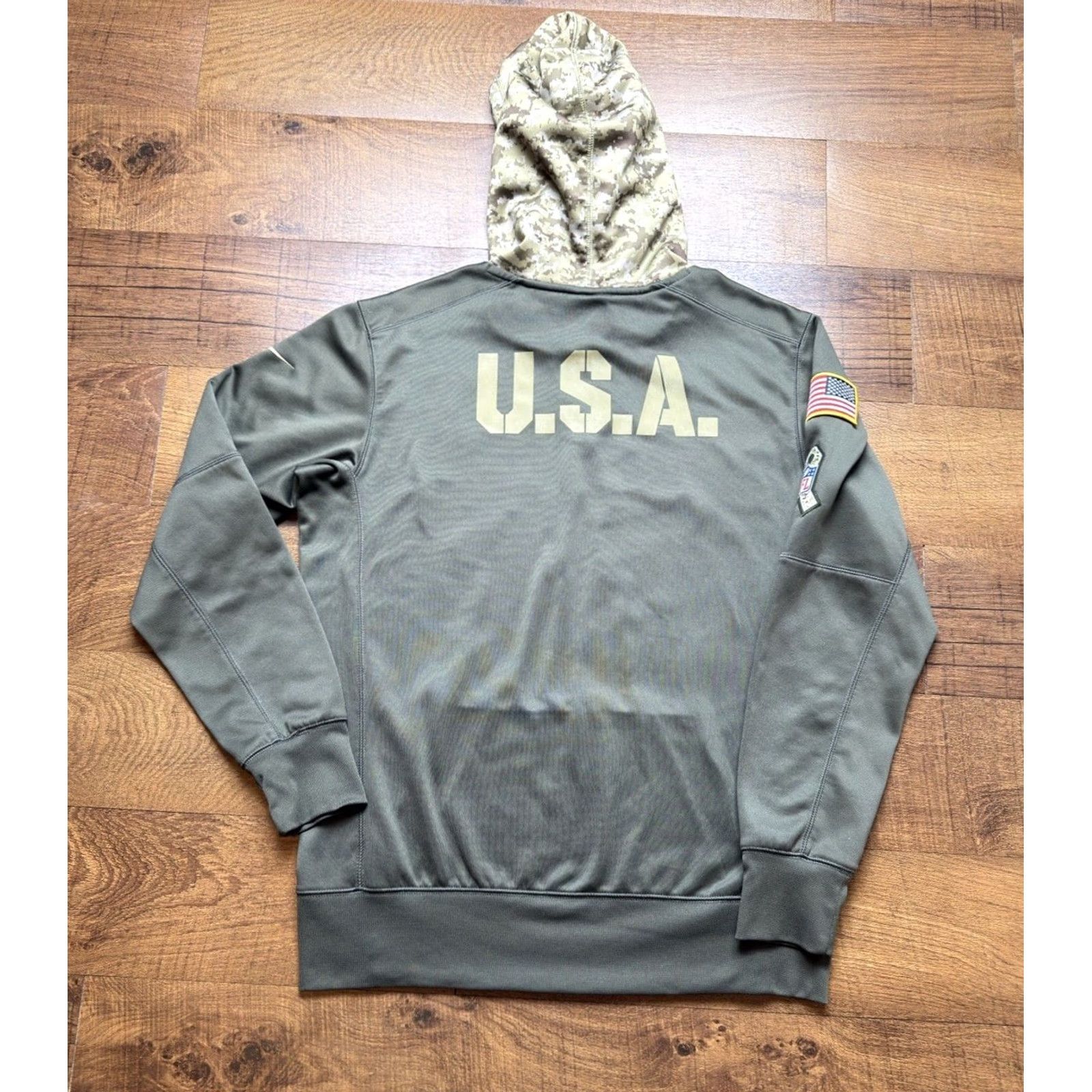 Nike Nike NFL New England Patriots Salute To Service Hoodie Mens Medium Green Camo Size US M / EU 48-50 / 2 - 2 Thumbnail