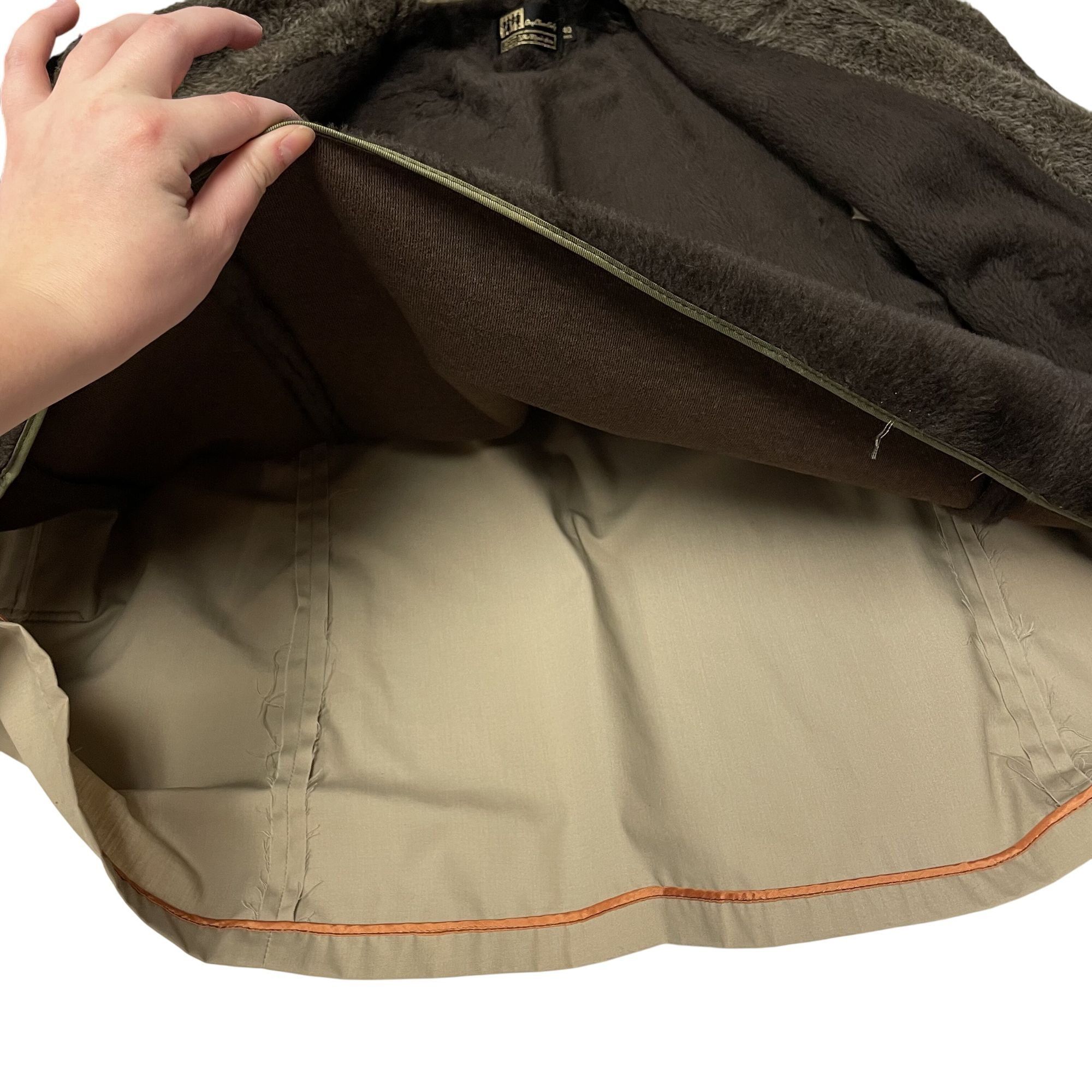 Sears Vtg Sears Khaki Car Coat Gray PILE Lapel FLEECE Lined Jacket Size US L / EU 52-54 / 3 - 8 Thumbnail