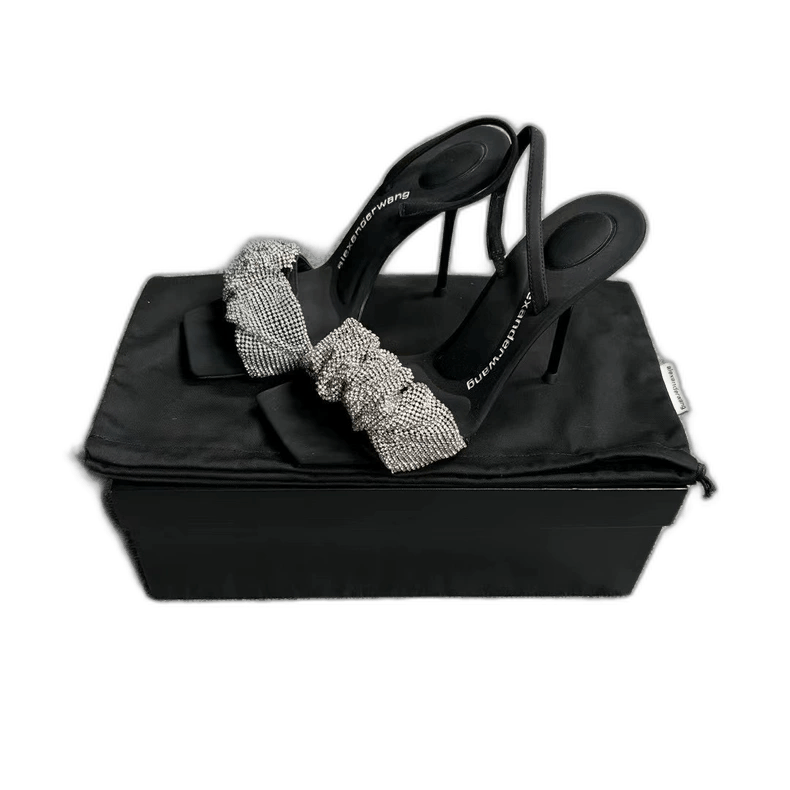 Alexander Wang Alexander Wang's latest black square-toe full-diamond stiletto heels Size US 5 / EU 37 - 1 Thumbnail