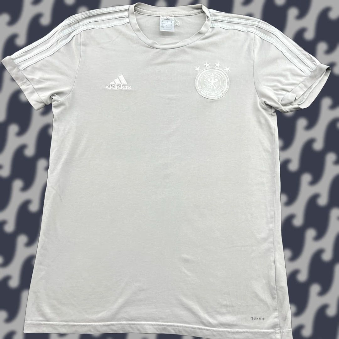 Adidas Adidas Germany 2017 2018 Training Shirt Mens Medium Gray Jersey T-Shirt Short Sleeve Moisture Wicking Quick Dry Football Athletic Jersey Mens Size US M / EU 48-50 / 2 - 1 Thumbnail