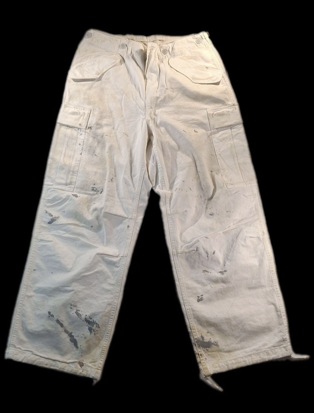 HIDDEN Hidden NY JDE Painted Cargo Pants - Dirty White - Large Size US 33 - 1 Thumbnail