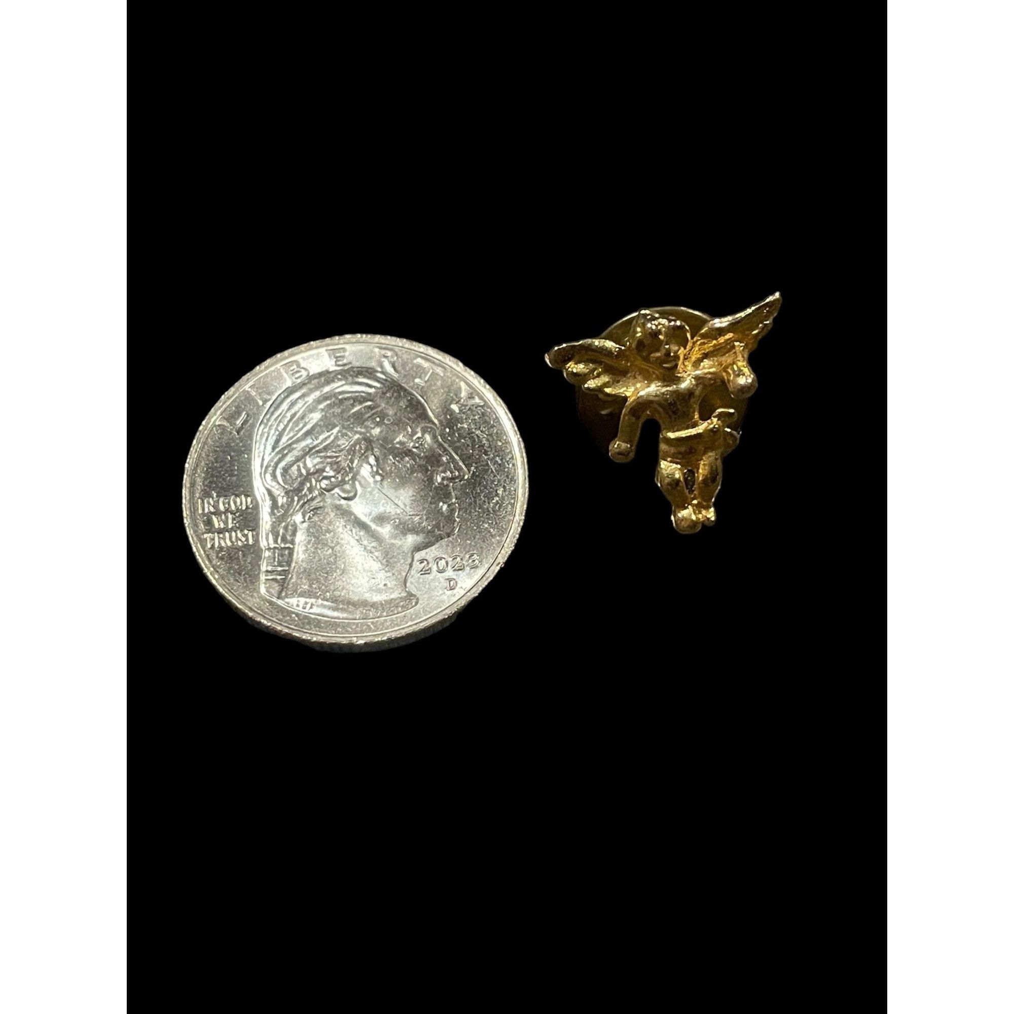 Vintage Vintage Gold Tone Winged Angel Cherub Tie Tack Pin Size ONE SIZE - 4 Thumbnail