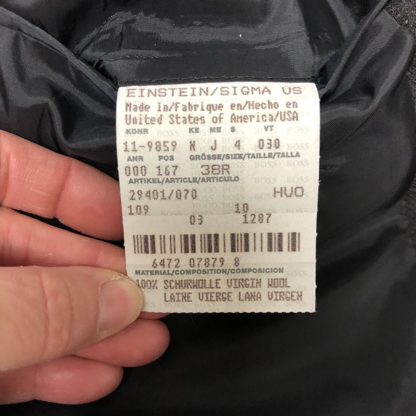 Hugo Boss Vtg Hugo Boss EINSTEIN Sport Coat Charcoal Wool Jacket Size 38R - 3 Thumbnail