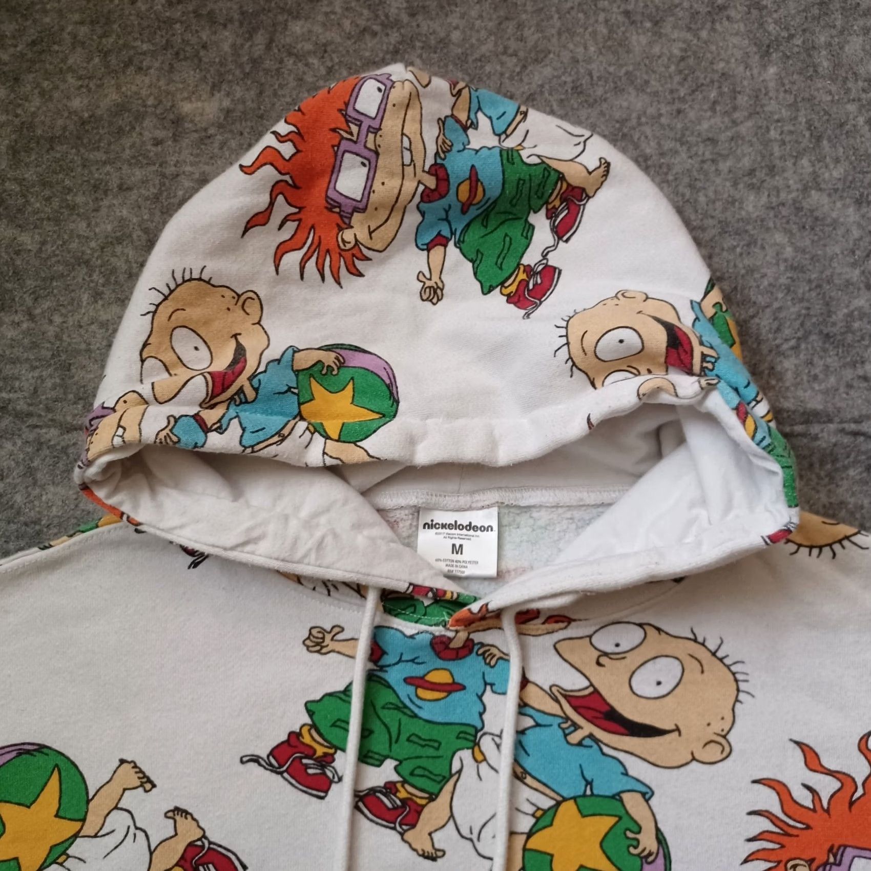Nickelodeon Nickelodeon Rugrats Hoodie Mens M Ivory All Over Print Chuckie Finster Pockets Size US M / EU 48-50 / 2 - 6 Thumbnail