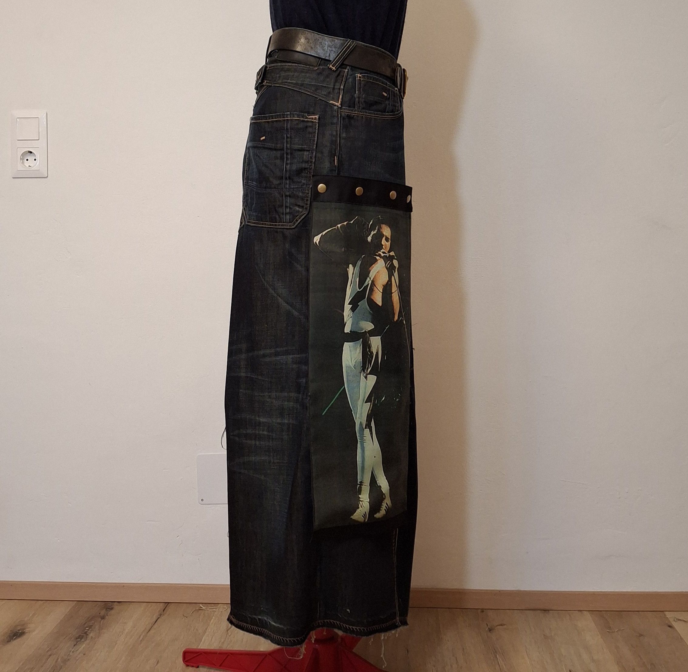 handvaerk Y2K Reworked Denim Maxi Kilt Skirt with Detachable Panel Size 34" / US 12 / IT 48 - 4 Thumbnail