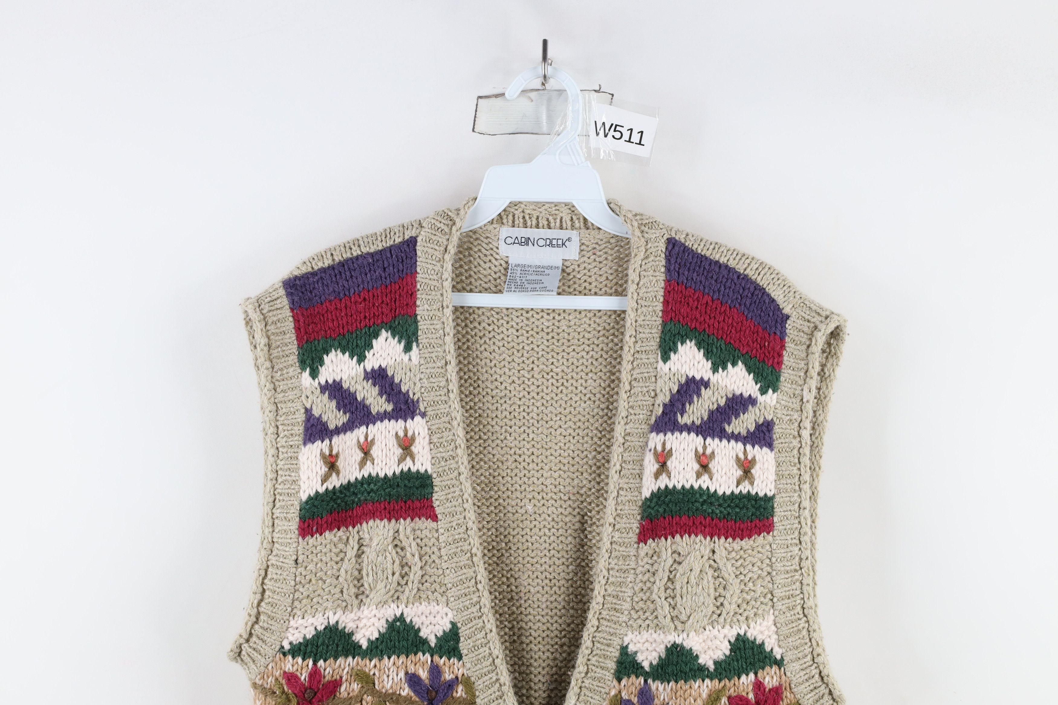 Vintage Vintage 90s Streetwear Flower Embroidered Knit Sweater Vest Size L / US 10 / IT 46 - 2 Thumbnail